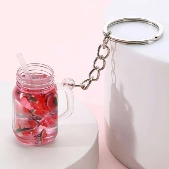 Cute Watermelon Lemonade Charm Keychain 🍉 Summer Tropical Drink Miniature Drink - Picture 1 of 6